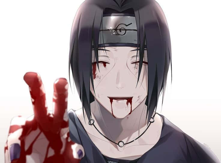 Itachi, bloody mouth, bloody hand, SD Desktop Wallpaper