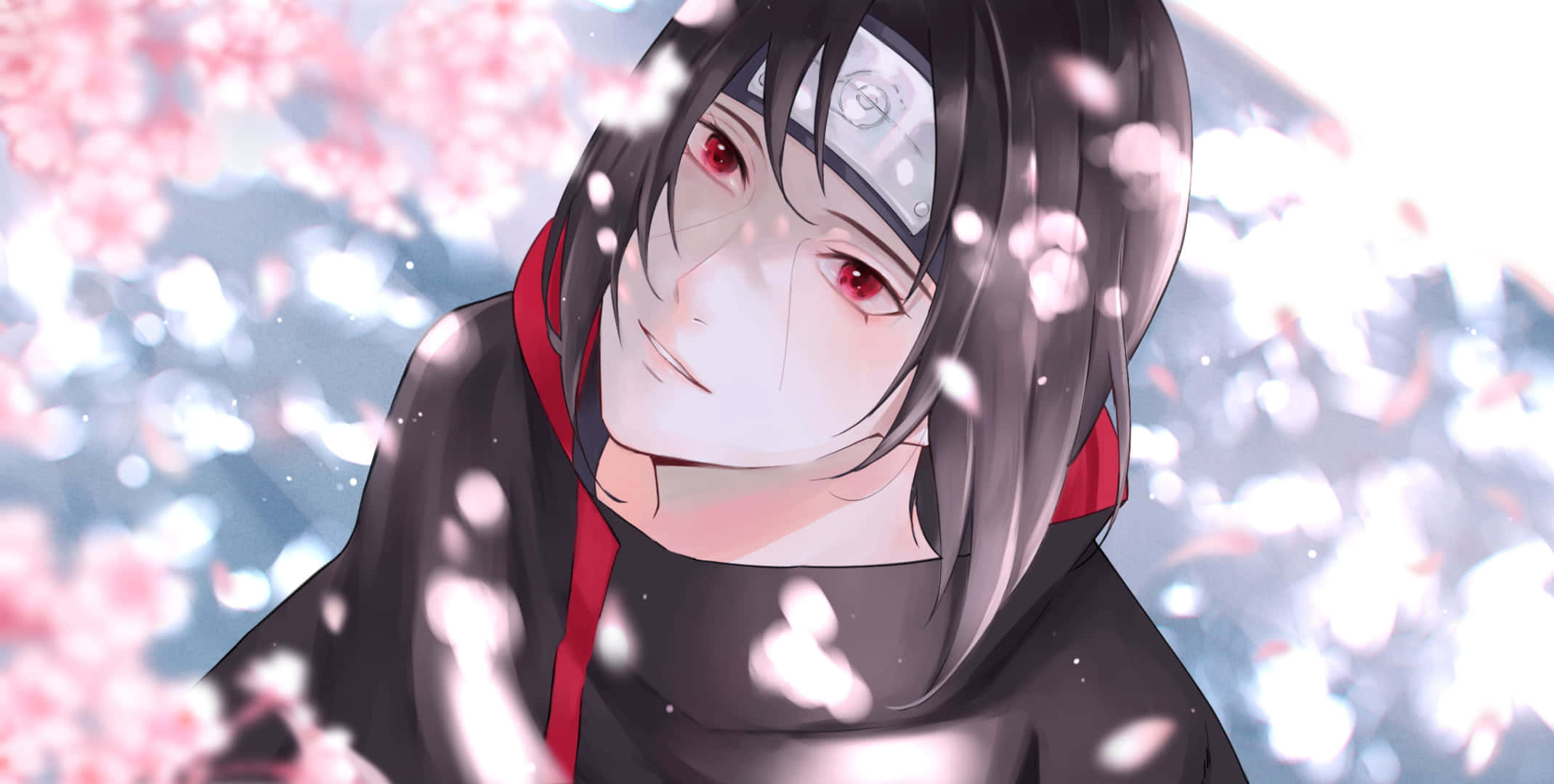 Itachi, red eyes, black cloak, Full HD Desktop Wallpaper