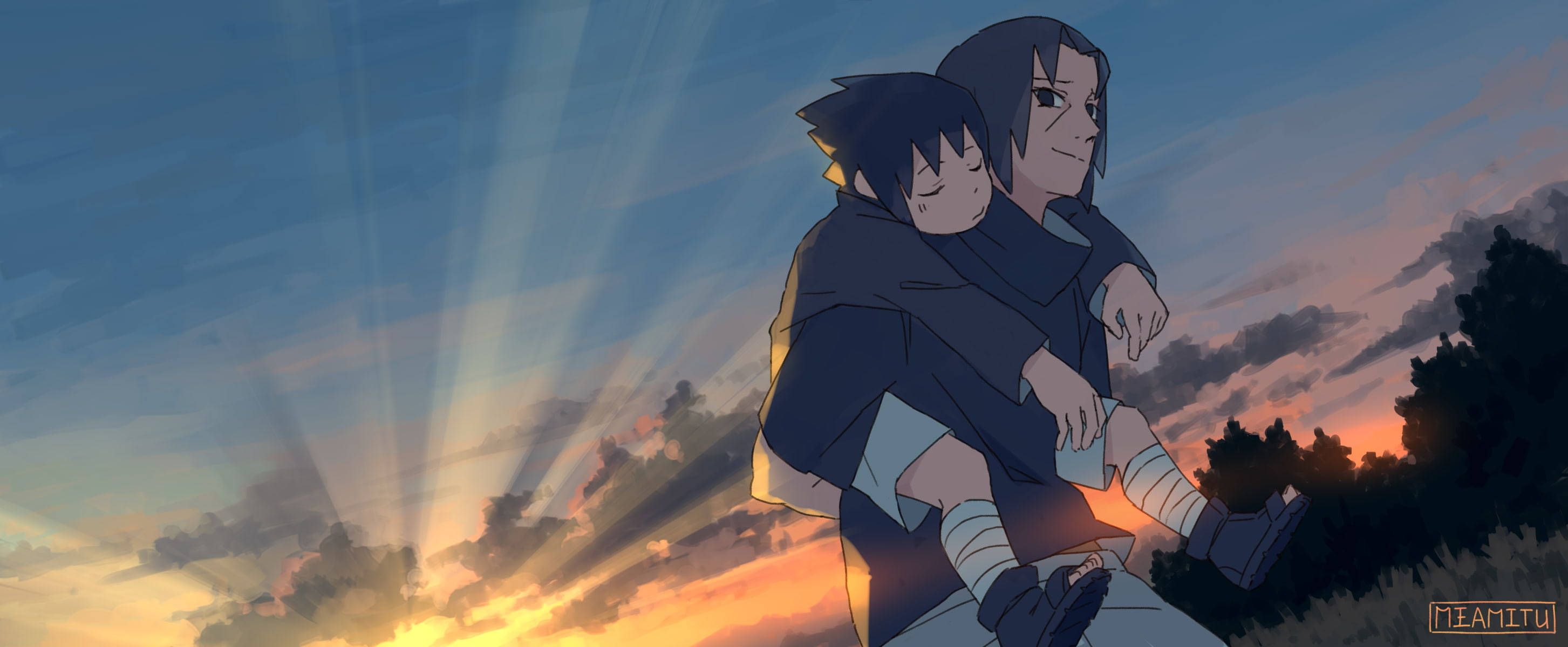 Itachi, anime boy, sleeping child, 2K Desktop Wallpaper