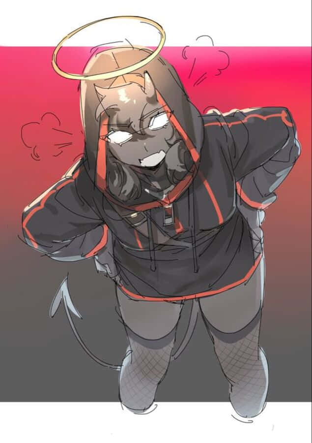 badboyhalo, black hoodie, red hood, SD Phone Wallpaper