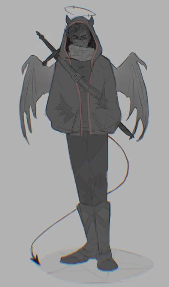 Badboyhalo, anime character, devil wings, SD Phone Wallpaper