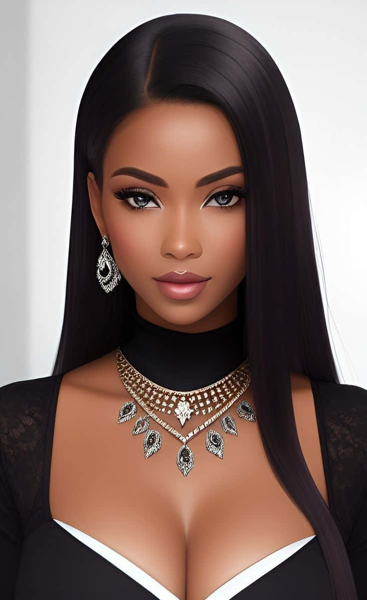 Black Barbie, black lace top, ornate silver jewelry, SD Phone Wallpaper