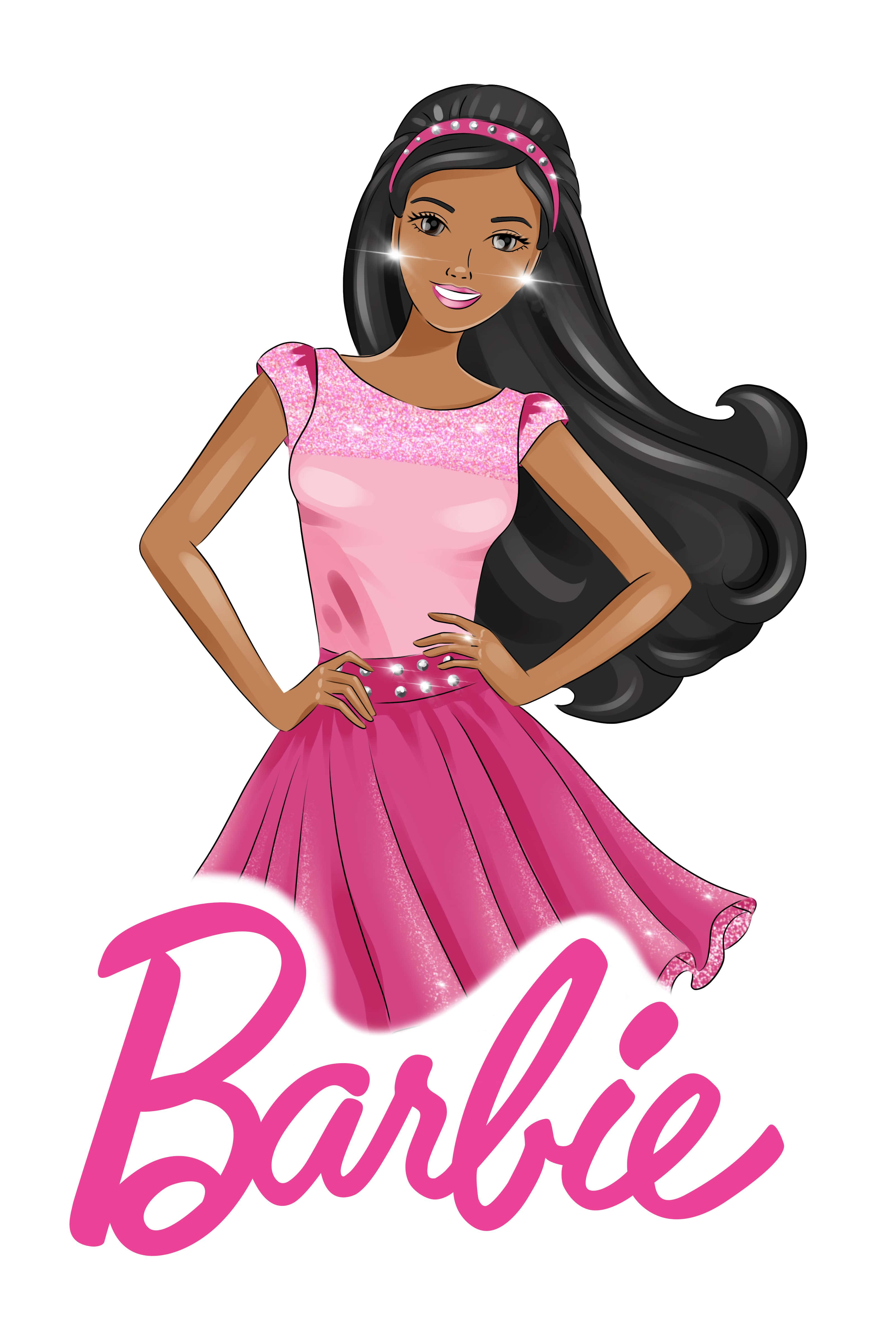 Barbie, pink dress, sparkling, 4K Phone Wallpaper