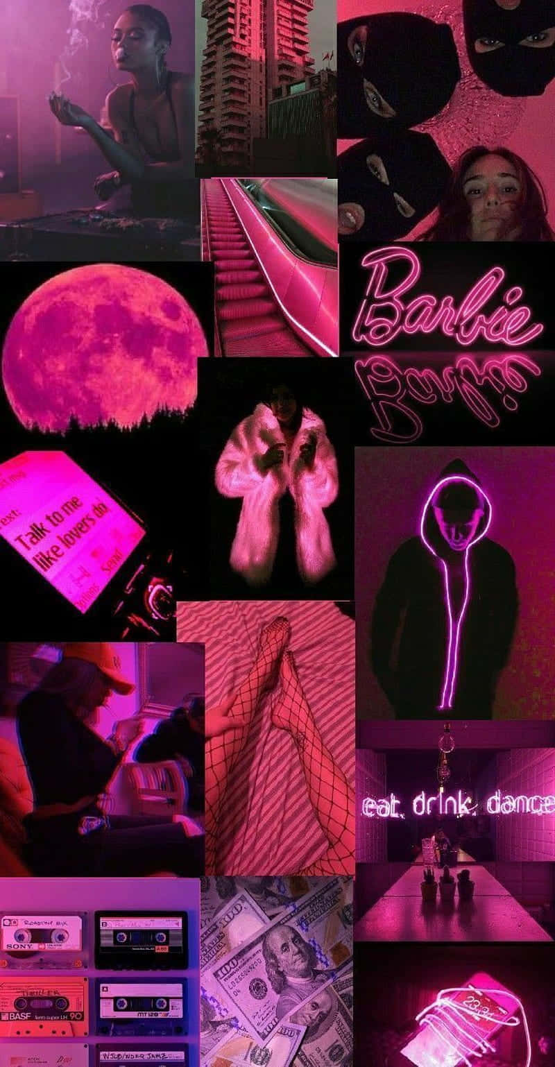 Baddie Barbie Aesthetic, neon collage, pink neon, HD Phone Wallpaper
