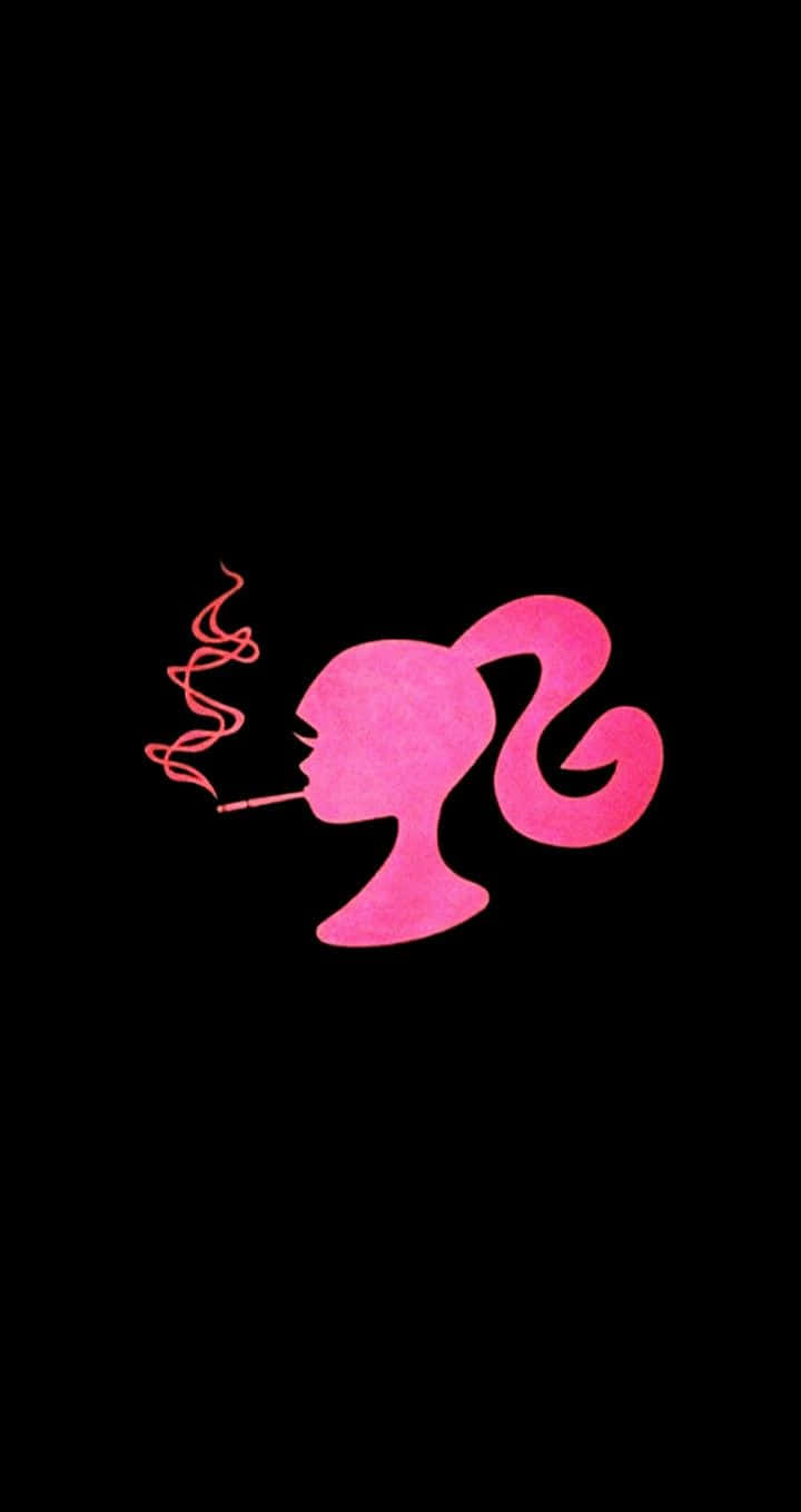 pink silhouette, woman with a ponytail, smoking a cigarette, HD Phone Wallpaper