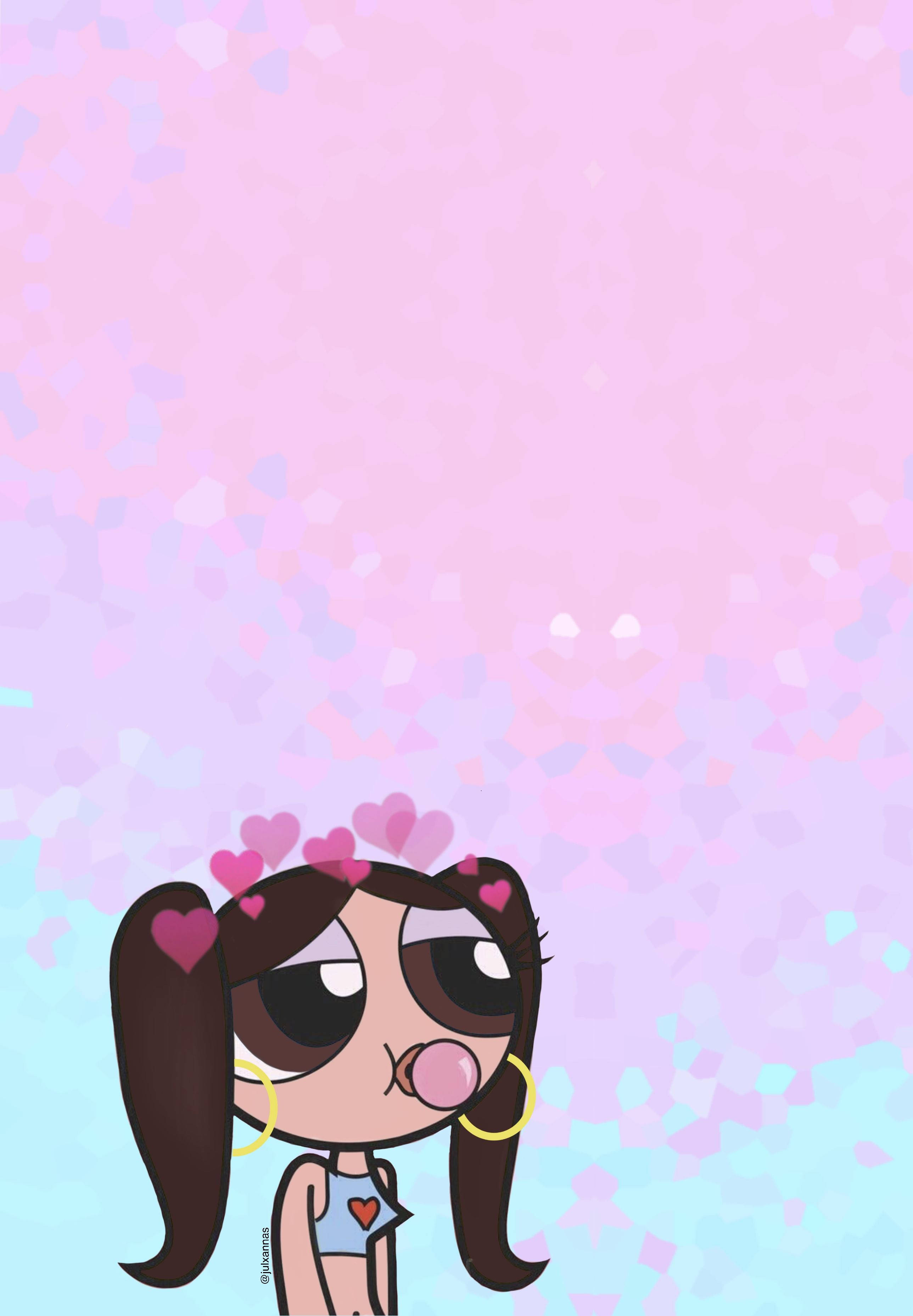 Pastel Baddie Powerpuff Diva, pigtails, bubble, 2K Phone Wallpaper