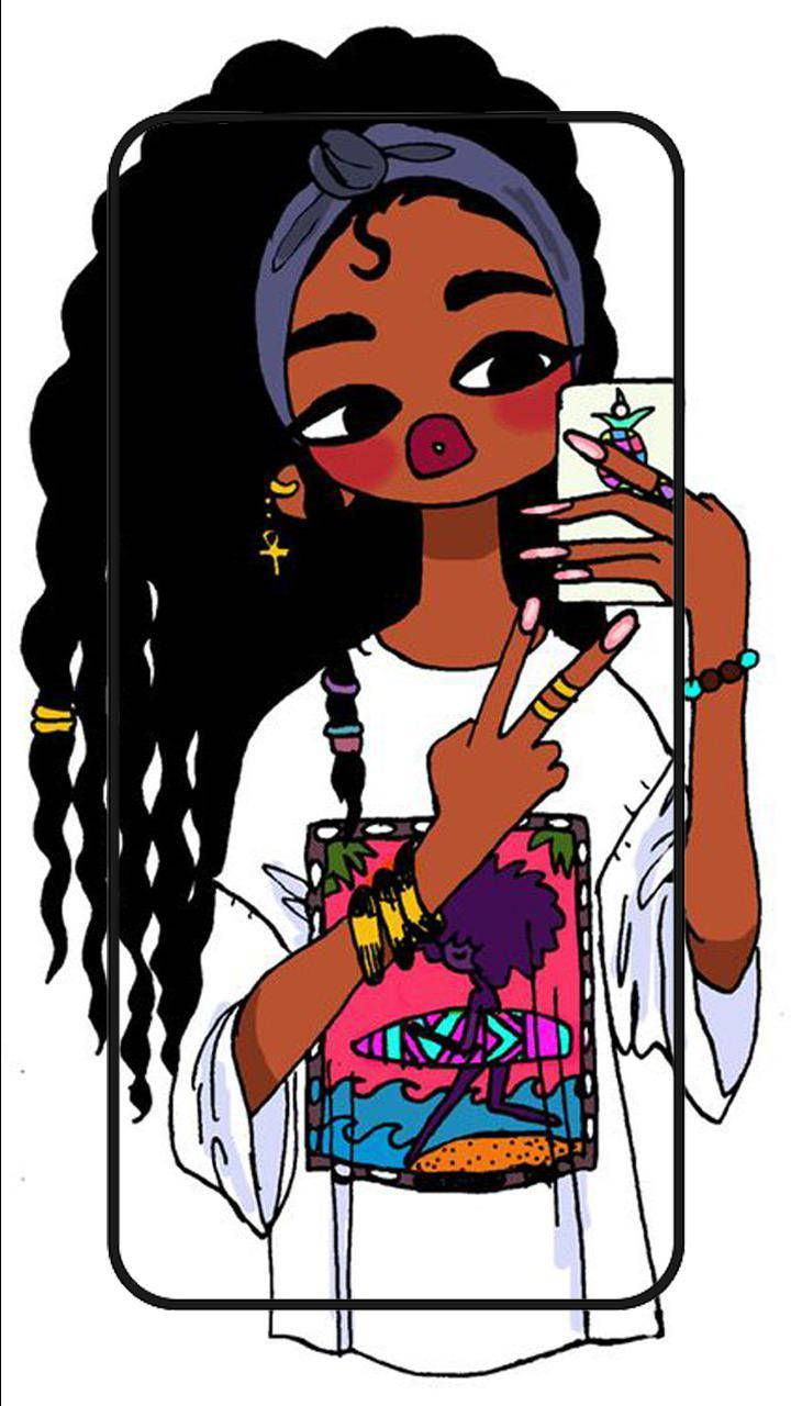 cute black girl, cartoon girl, curly hair, HD Phone Wallpaper