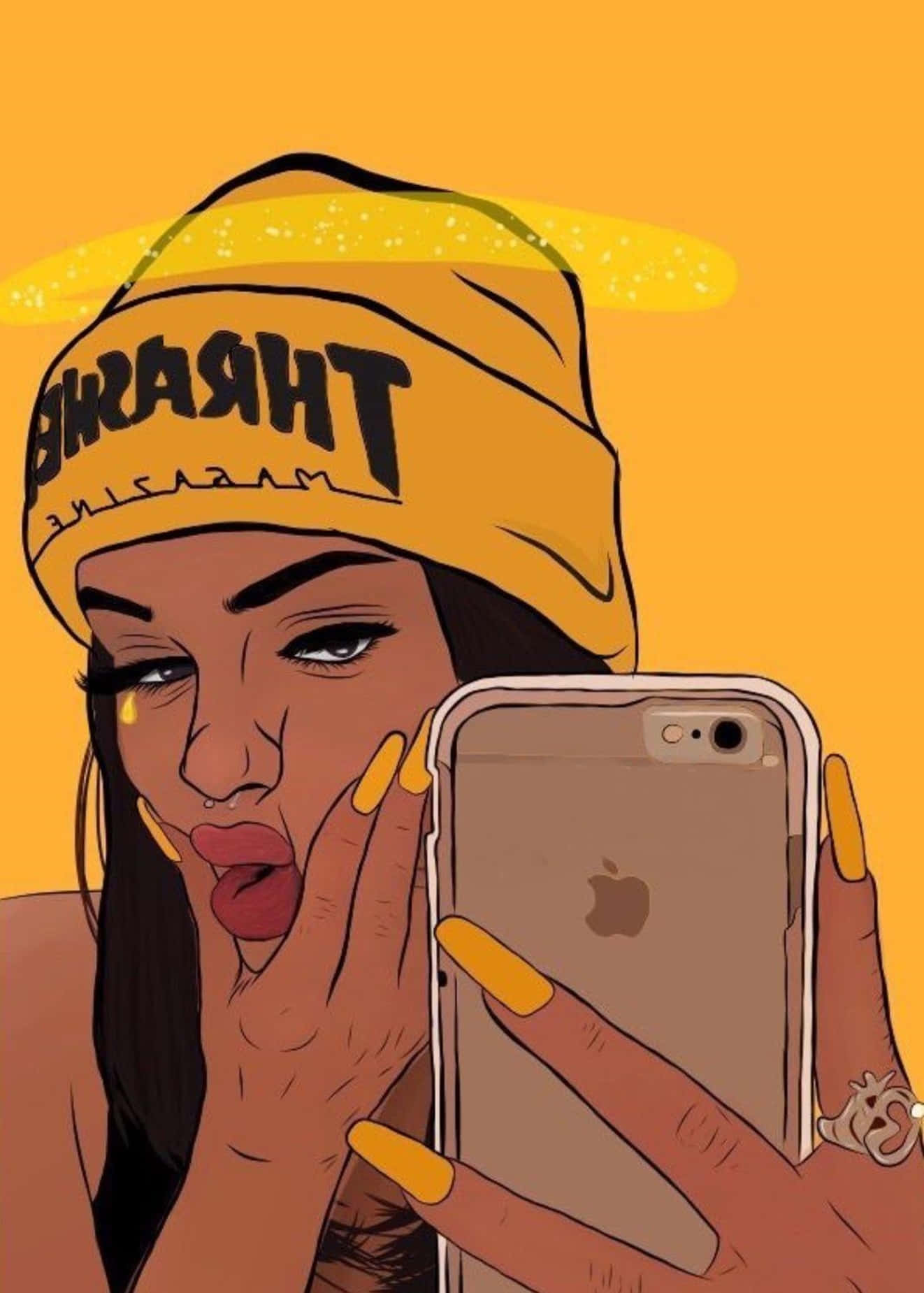 baddie girl, yellow beanie, tear rolling down her cheek, HD Phone Wallpaper