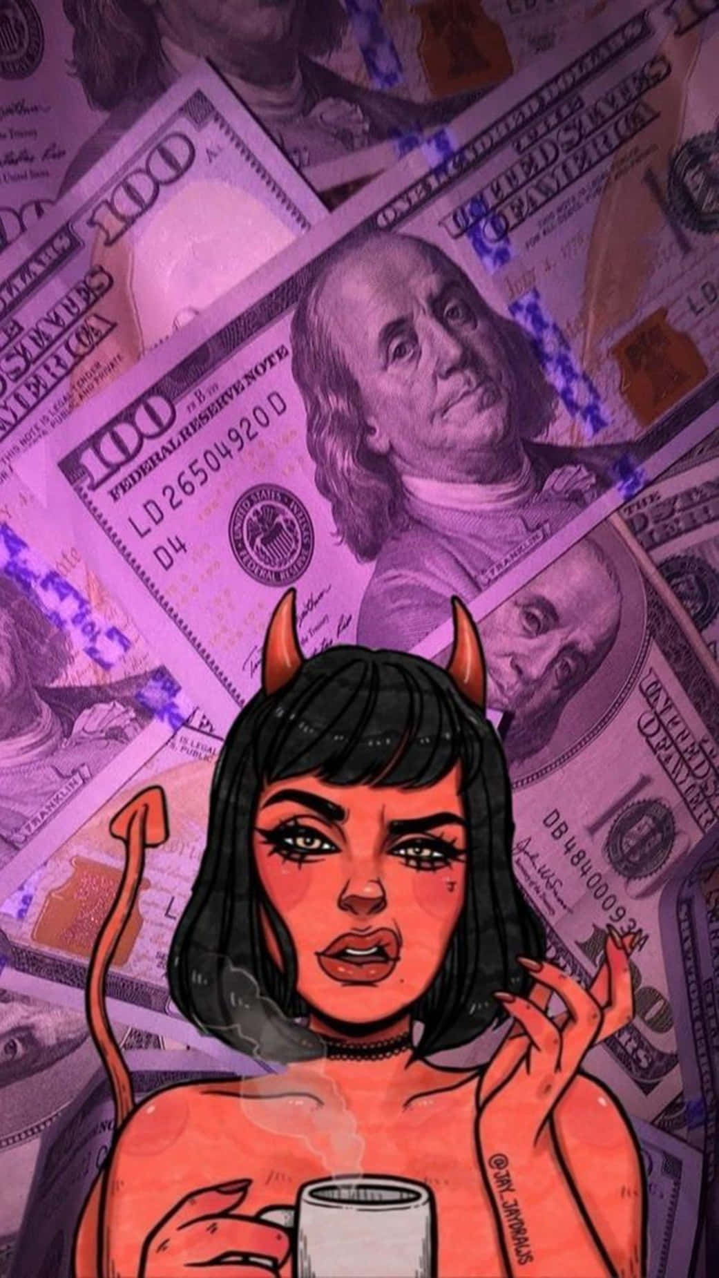 devil woman, horns, tail, HD Phone Wallpaper