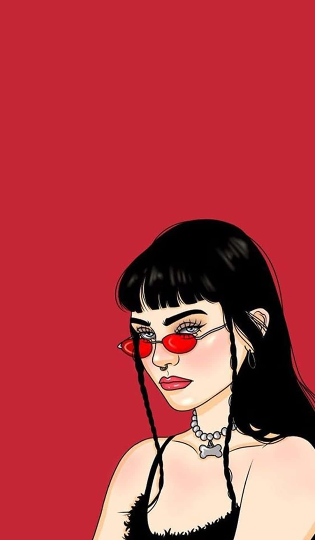 Baddie Girl, red sunglasses, black braids, HD Phone Wallpaper