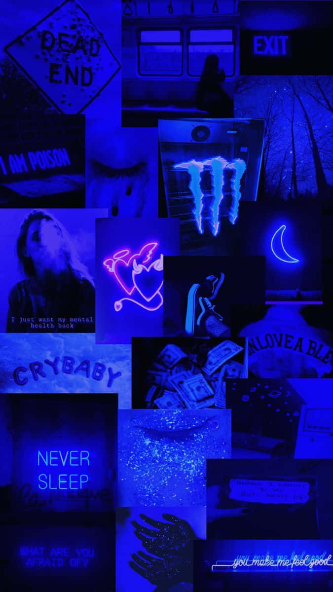 Blue Baddie, neon signs, lyrics, SD Phone Wallpaper
