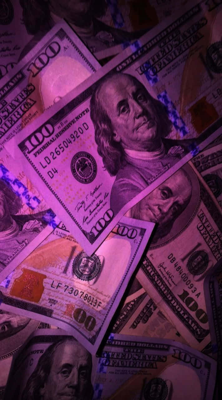 Dark Violet, hundred-dollar bills, purple neon light, HD Phone Wallpaper