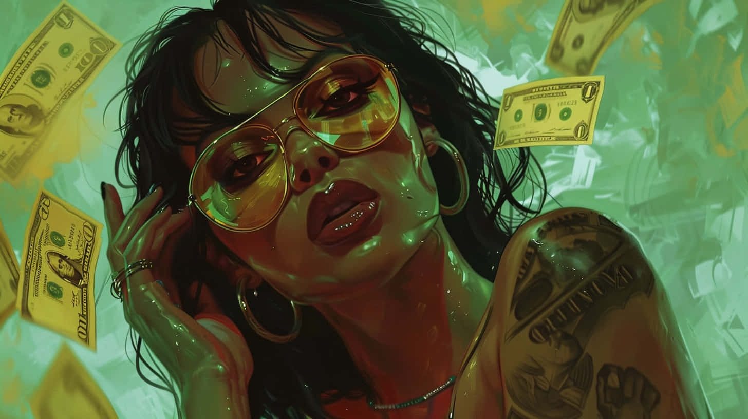 Baddie Money Aesthetic, dollar bills, neon green haze, HD Desktop Wallpaper