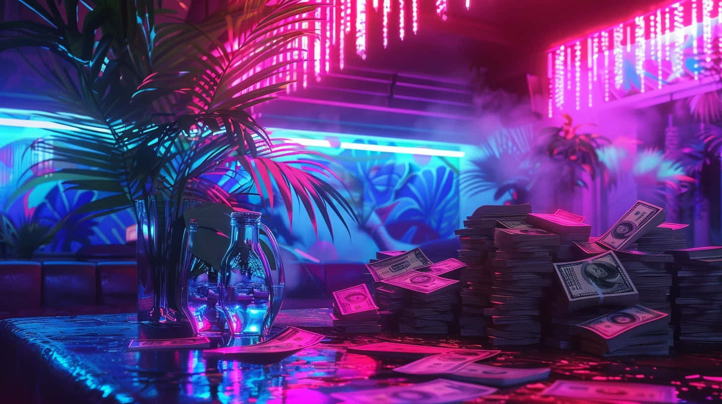 neon pink, neon blue, futuristic club, HD Desktop Wallpaper