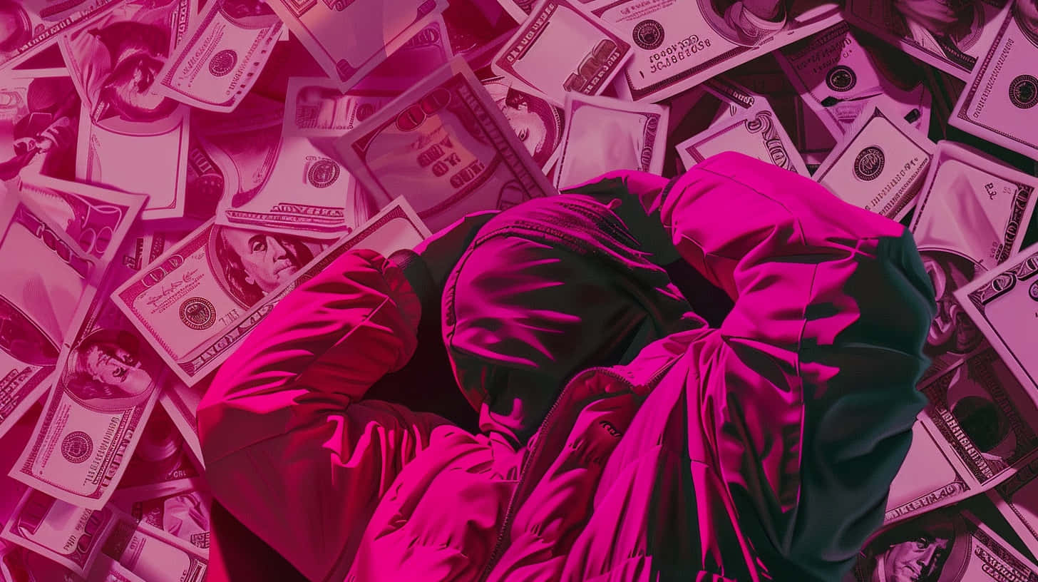 Baddie Money Aesthetic, pink hues, hooded figure, HD Desktop Wallpaper