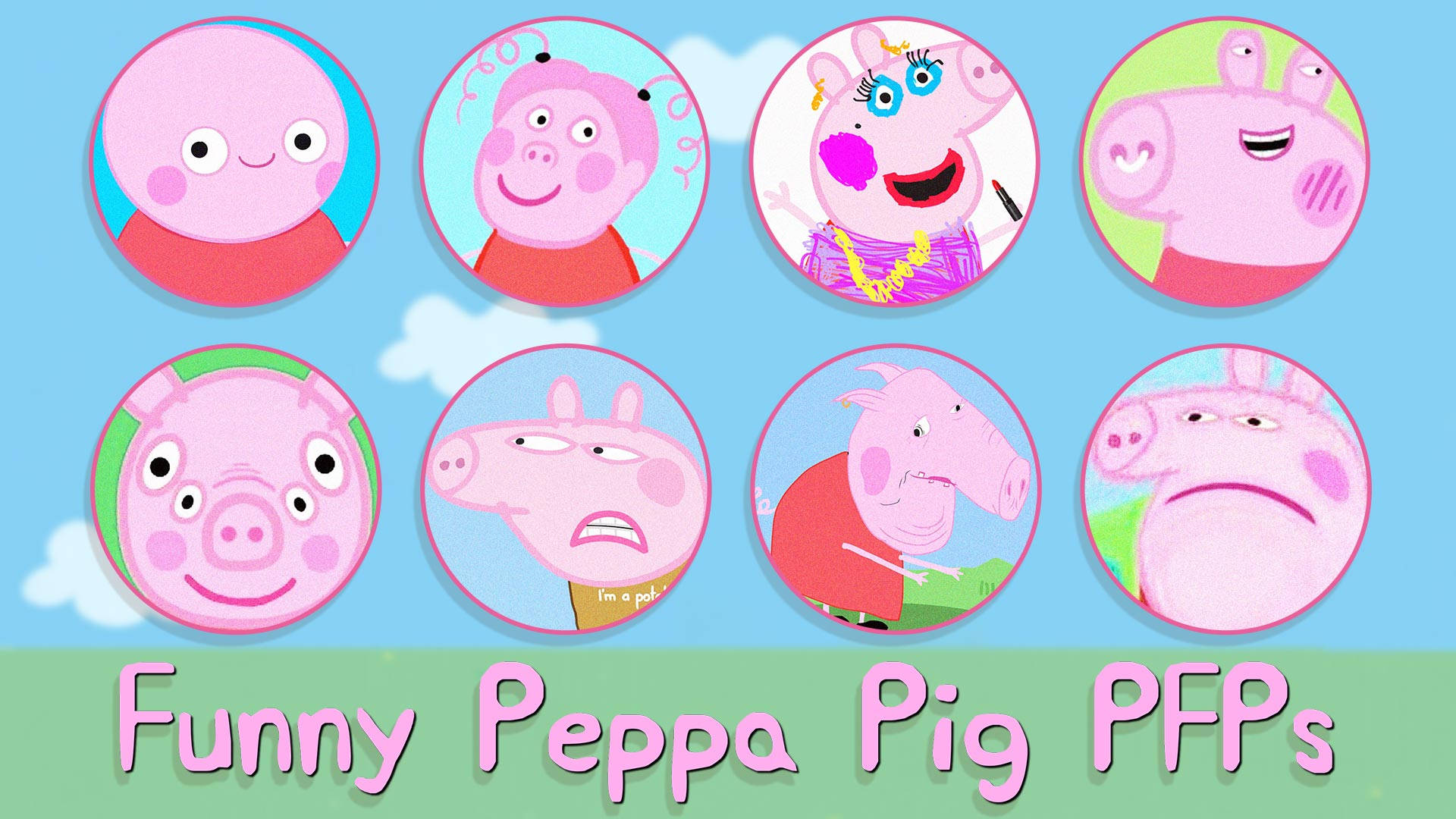 Baddie Peppa Pig, cartoon pig, blue sky, Full HD Desktop Wallpaper