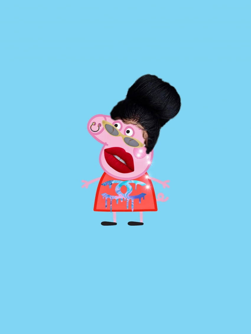 Peppa Pig, pink dress, black hat, SD Phone Wallpaper