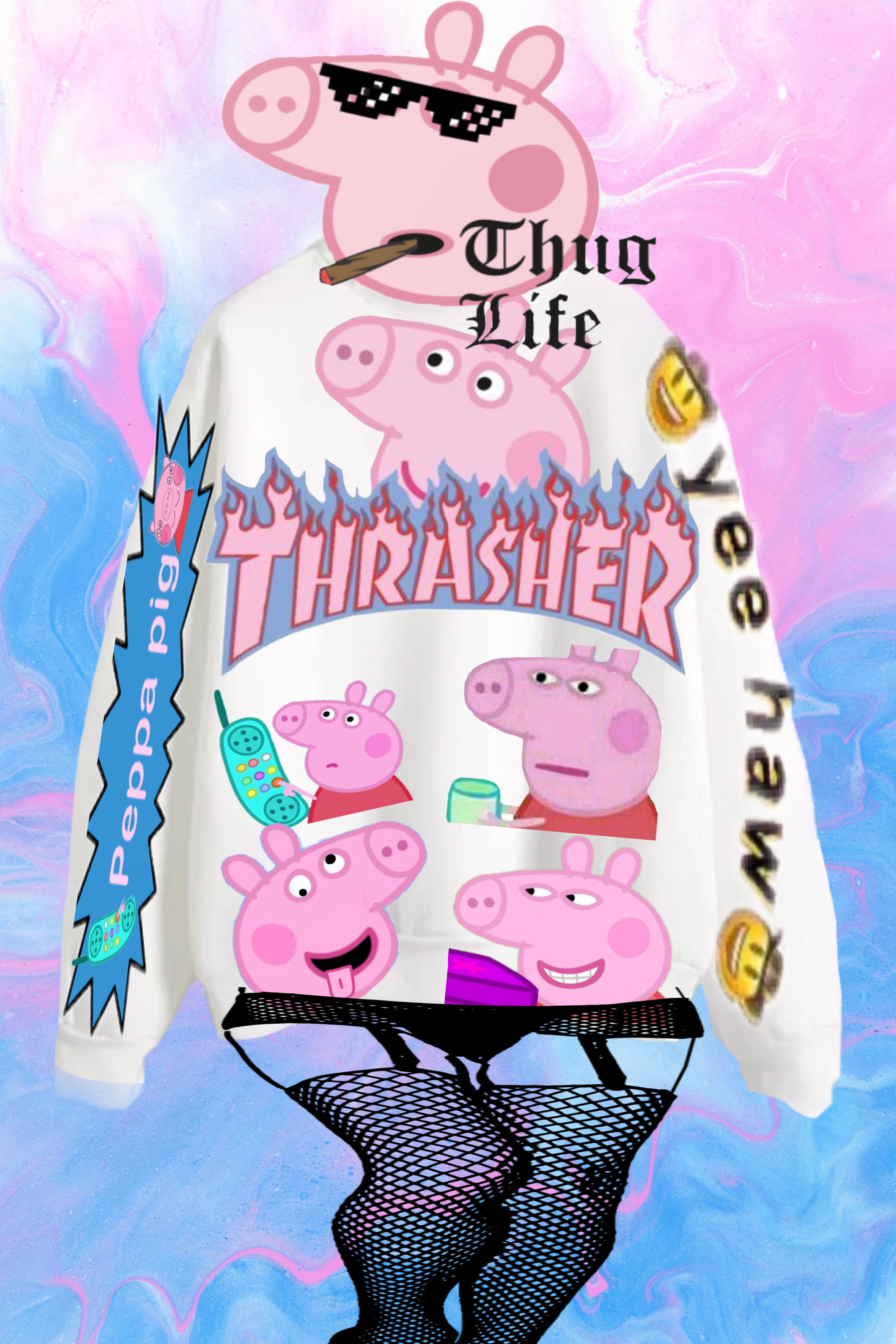 Baddie Peppa Pig, Peppa Pig, white hoodie, 2K Phone Wallpaper
