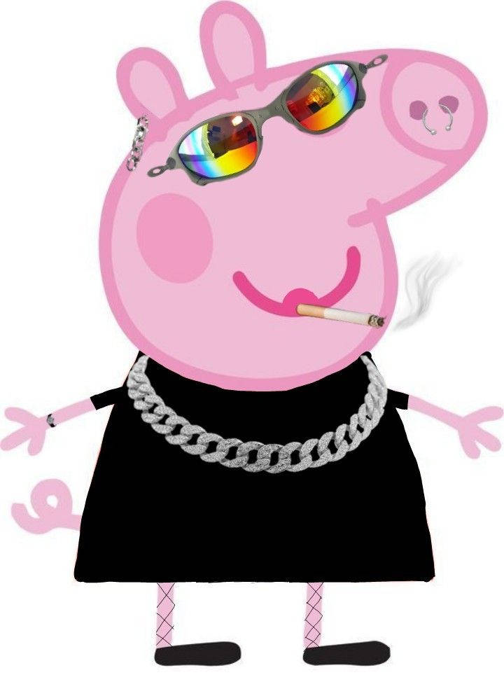Peppa Pig, rainbow sunglasses, cigarette, SD Phone Wallpaper