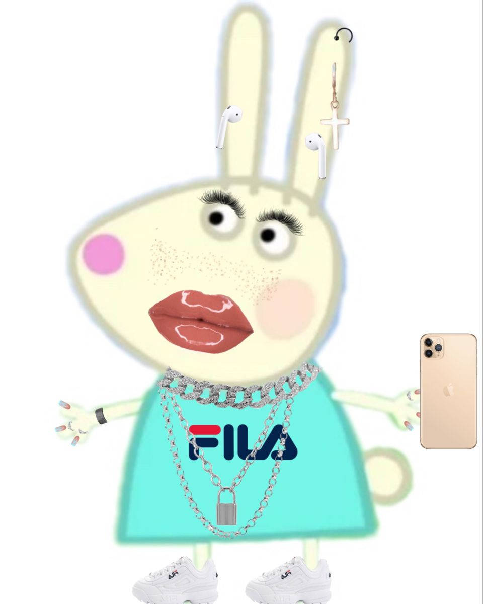 Baddie Peppa Pig, cartoon rabbit, exaggerated makeup, SD Phone Wallpaper