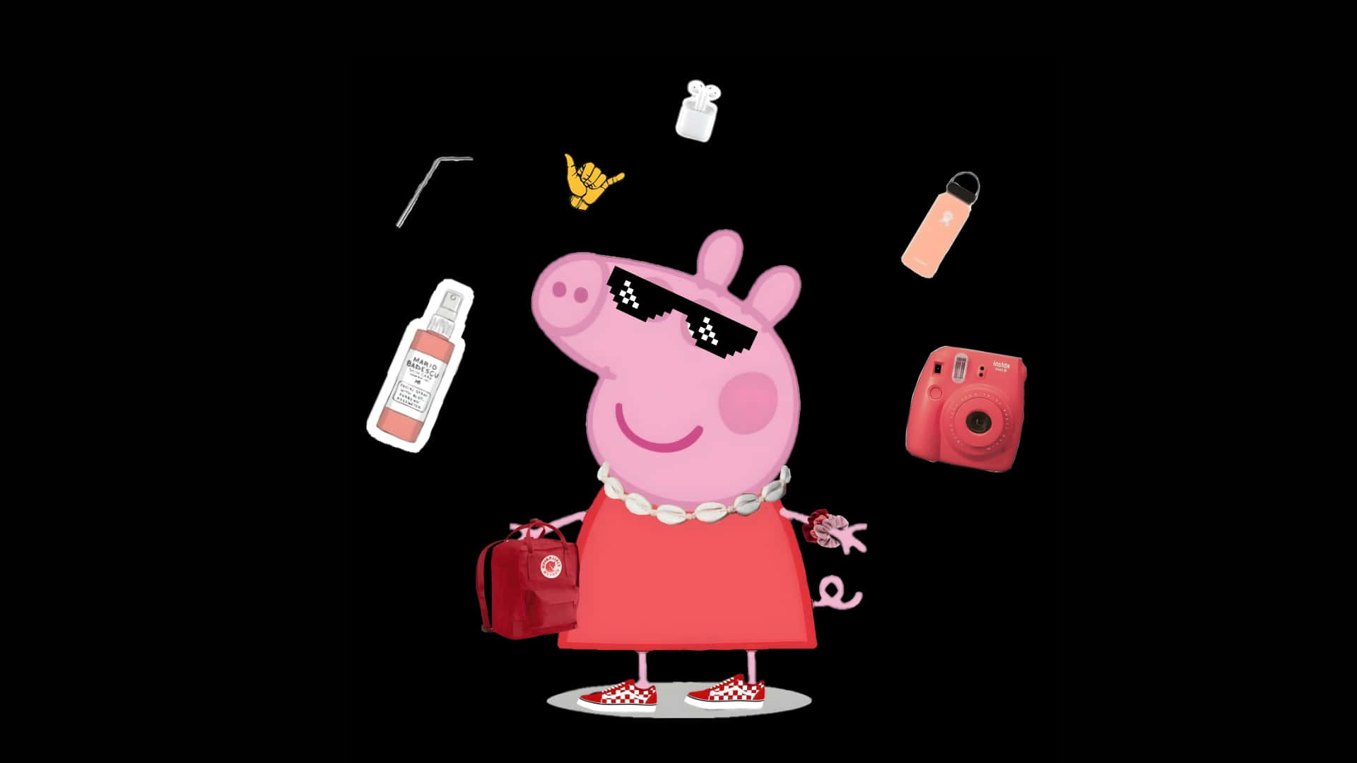 Peppa Pig, sunglasses, red dress, Full HD Desktop Wallpaper
