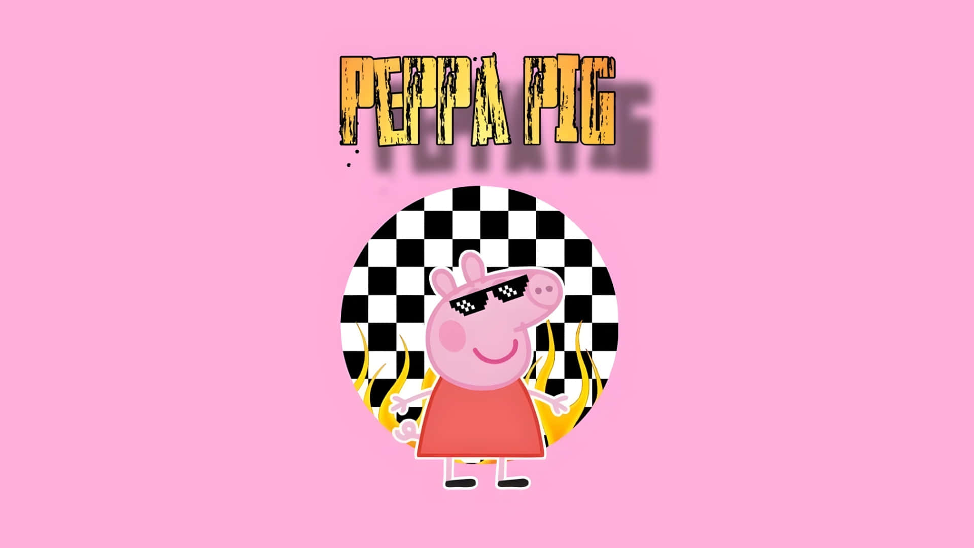 Peppa Pig, sunglasses, checkered circle, Full HD Desktop Wallpaper
