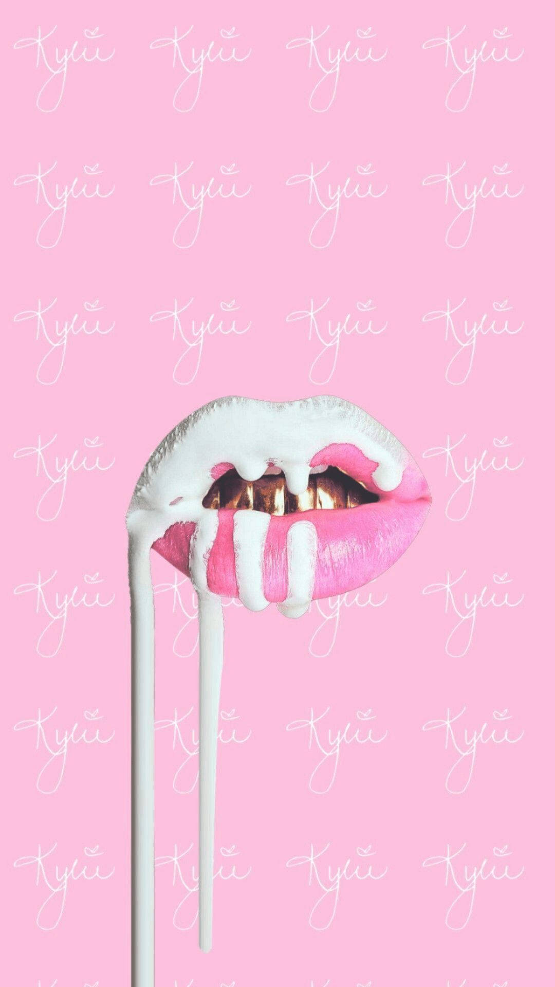 hot pink lips, glossy pink lips, white icing dripping down, Full HD Phone Wallpaper
