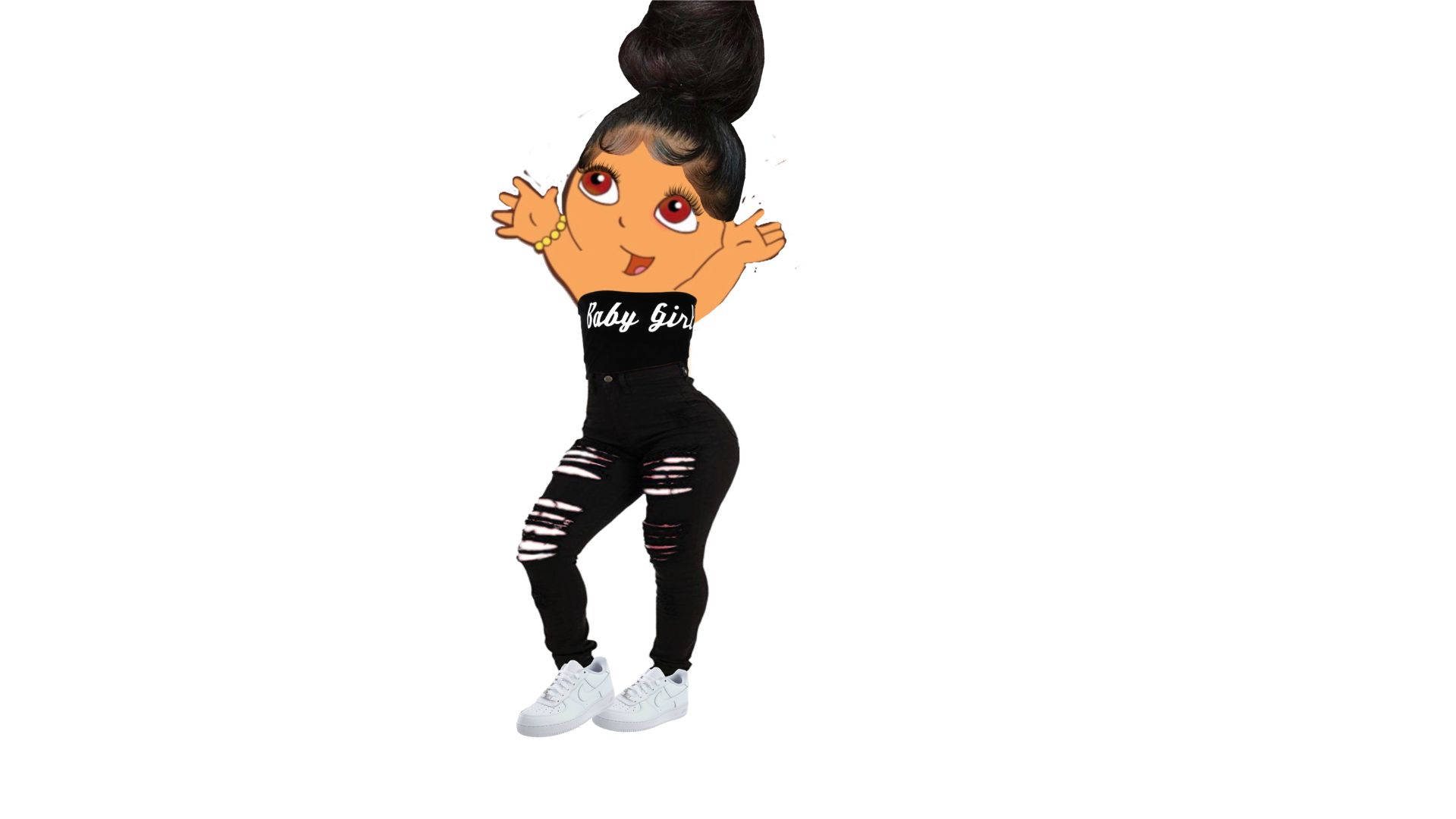 Baddie PFP, cartoon girl, big eyes, Full HD Desktop Wallpaper