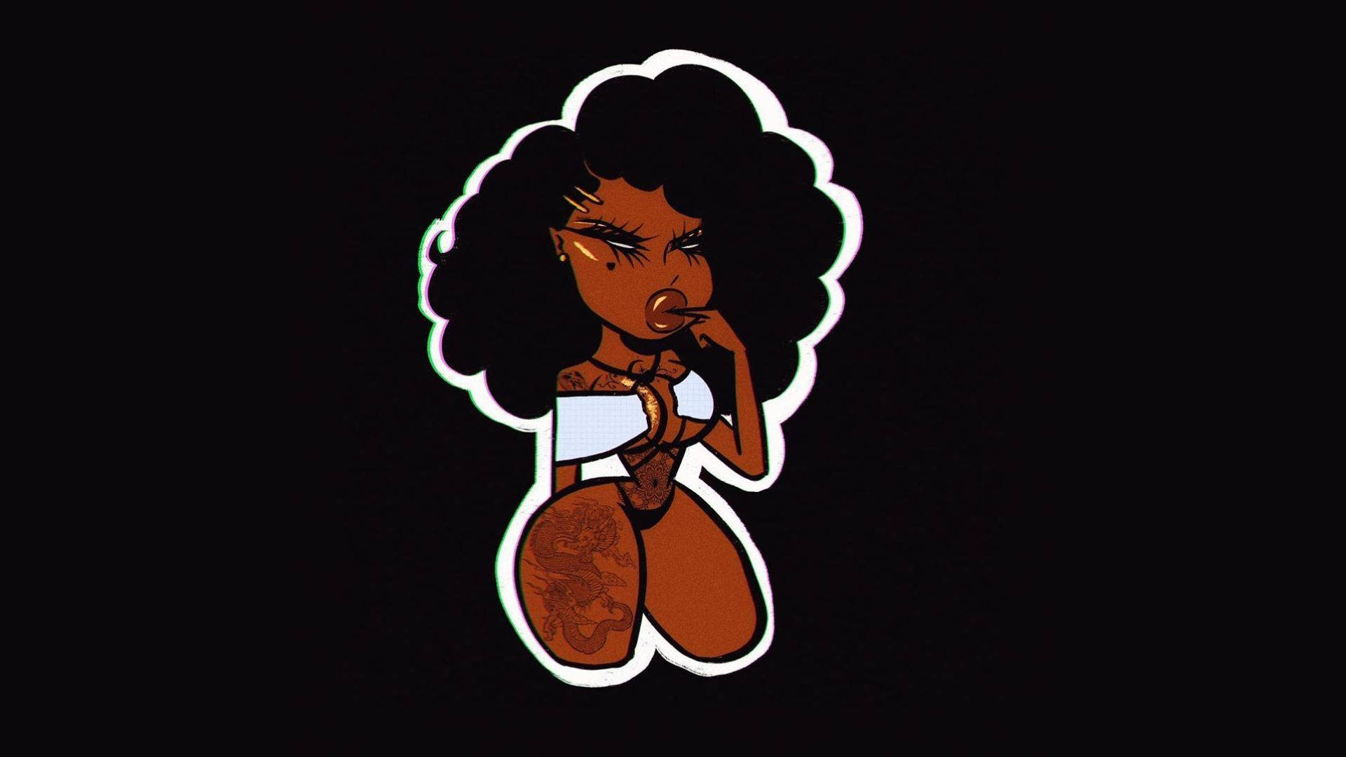 kneeling baddie pfp girl, curly hair, tattoos, Full HD Desktop Wallpaper