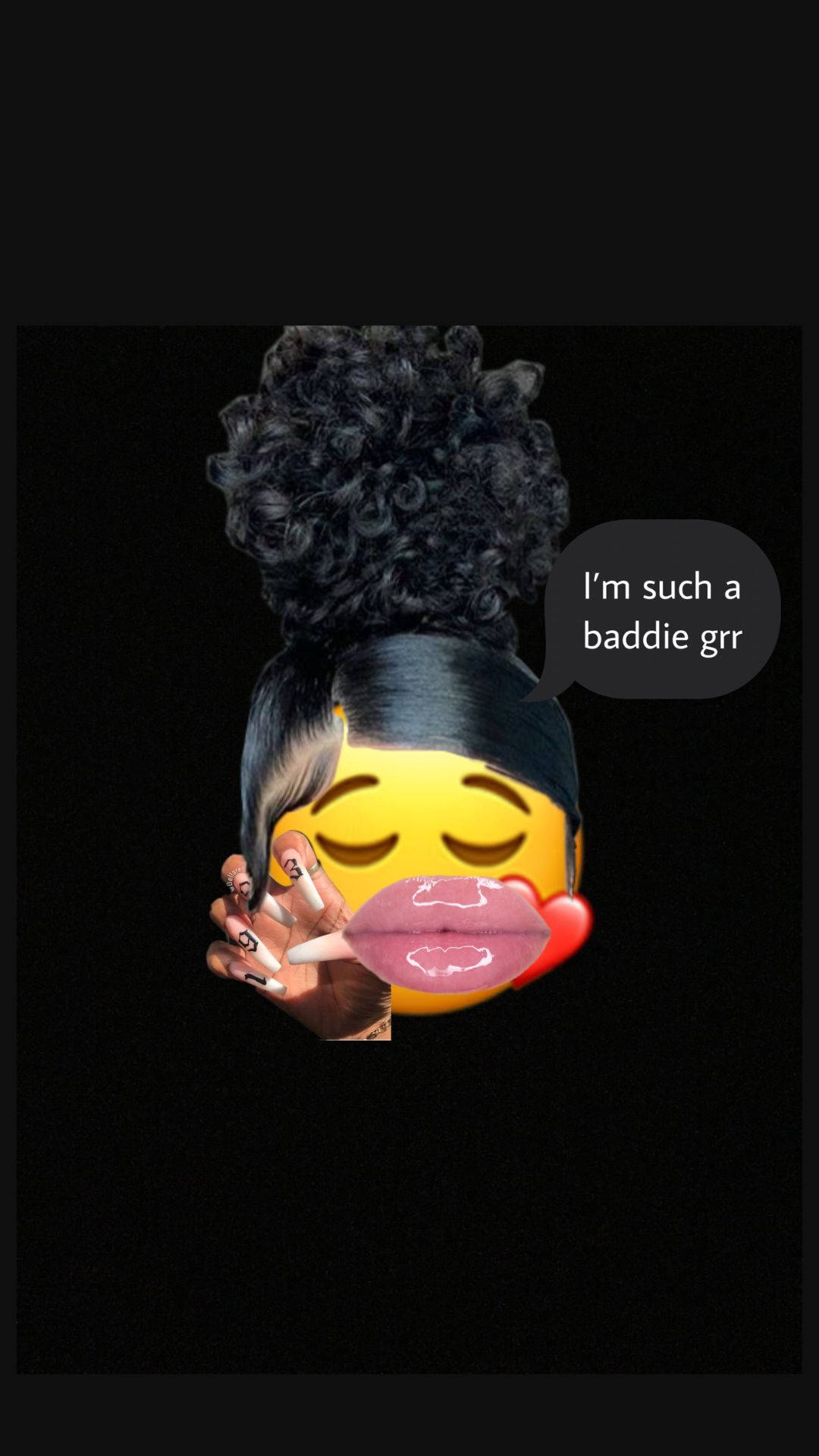 kissing emoji, speech bubble, I'm such a baddie grr, Full HD Phone Wallpaper