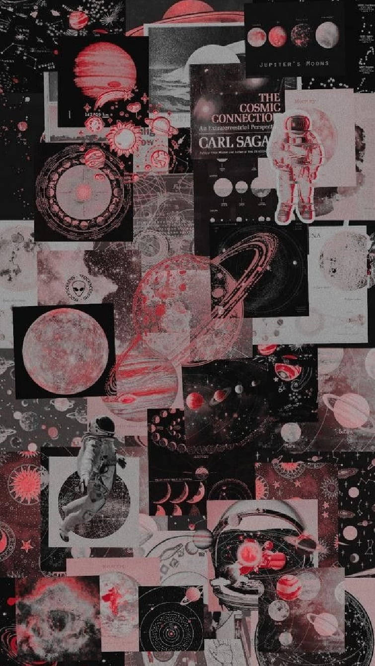 Pink Baddie, outer space, red and black space imagery, HD Phone Wallpaper