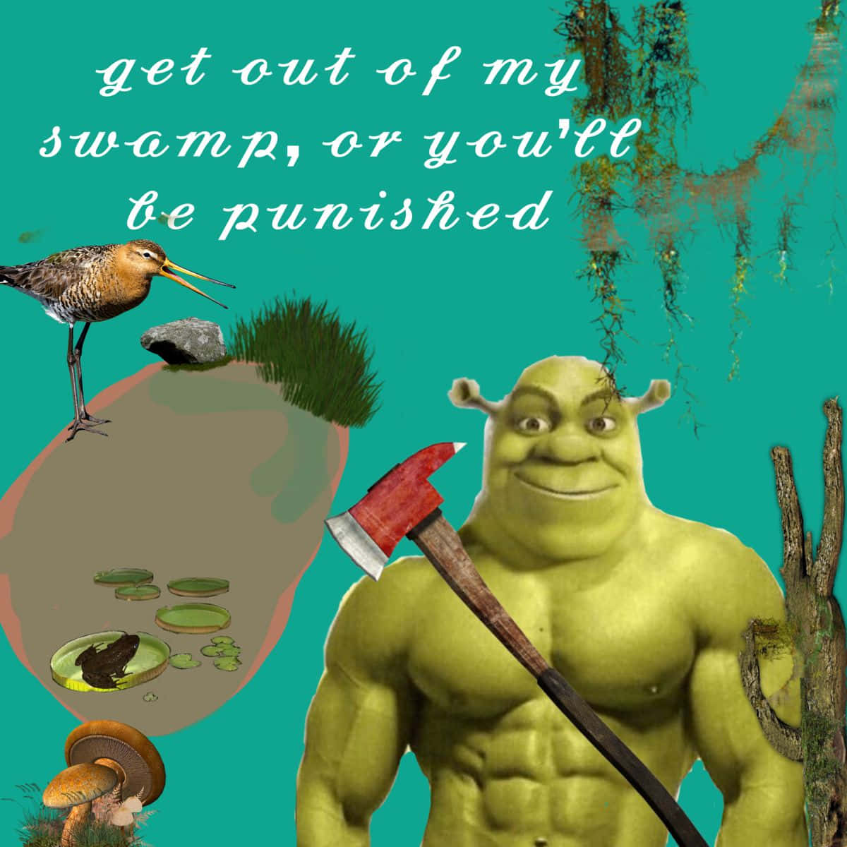 Shrek, swamp, axe, SD Desktop Wallpaper