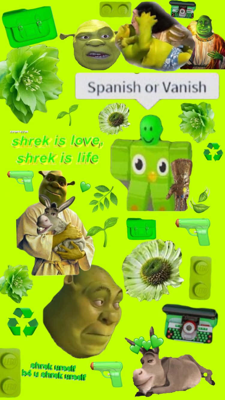 Shrek, green background, neon background, HD Phone Wallpaper