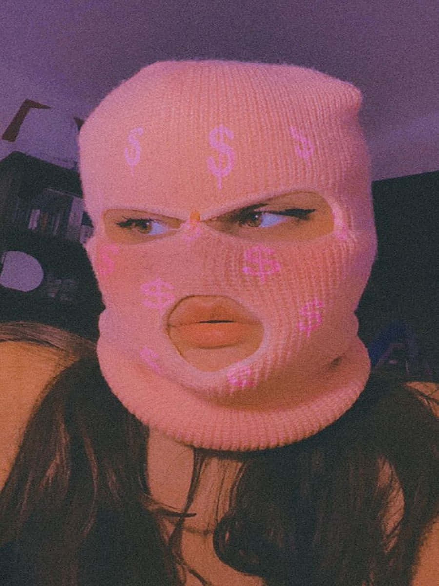 pink knitted balaclava, dollar signs, purple lighting, SD Phone Wallpaper