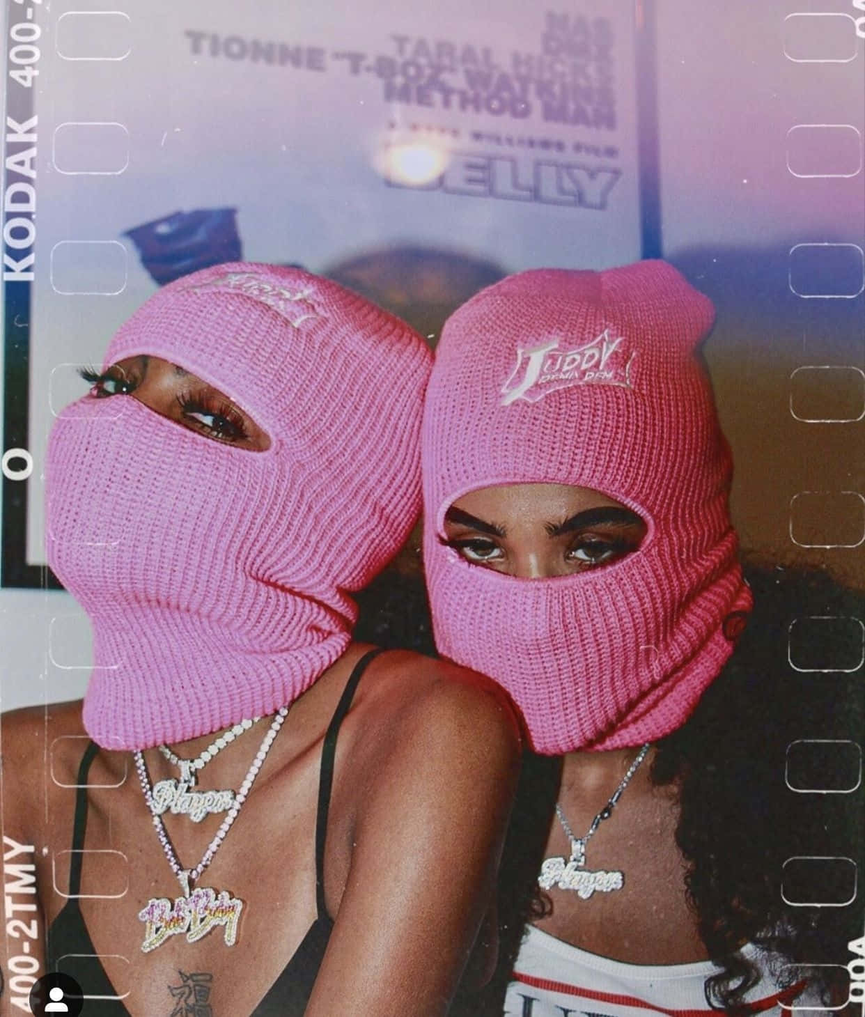 pink ski mask, bright pink balaclavas, embroidered logos, HD Phone Wallpaper