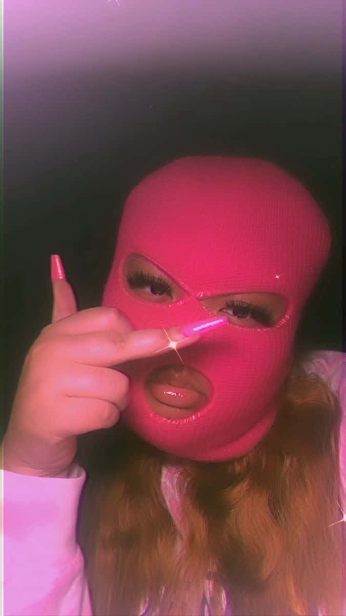 pink balaclava, long hair, pink nail, SD Phone Wallpaper