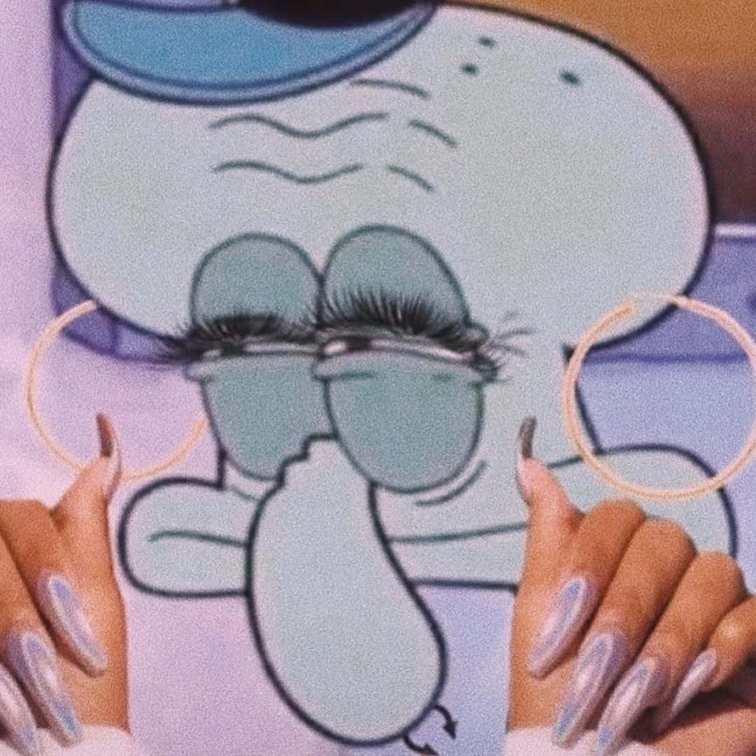 Squidward, blue cap, heavy eyelashes, SD Desktop Wallpaper