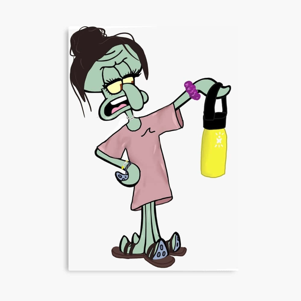Baddie Squidward, pink dress, sandals, SD Desktop Wallpaper