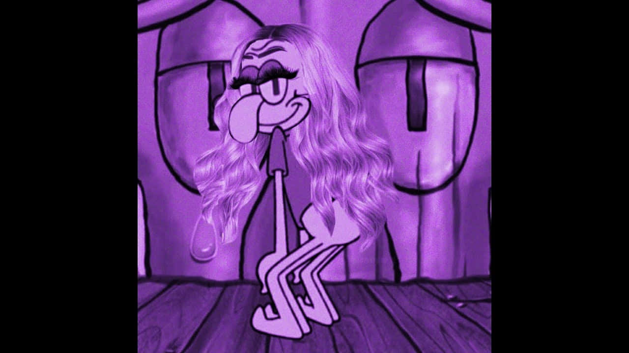 Baddie Squidward, purple tint, purple monochrome room, HD Desktop Wallpaper