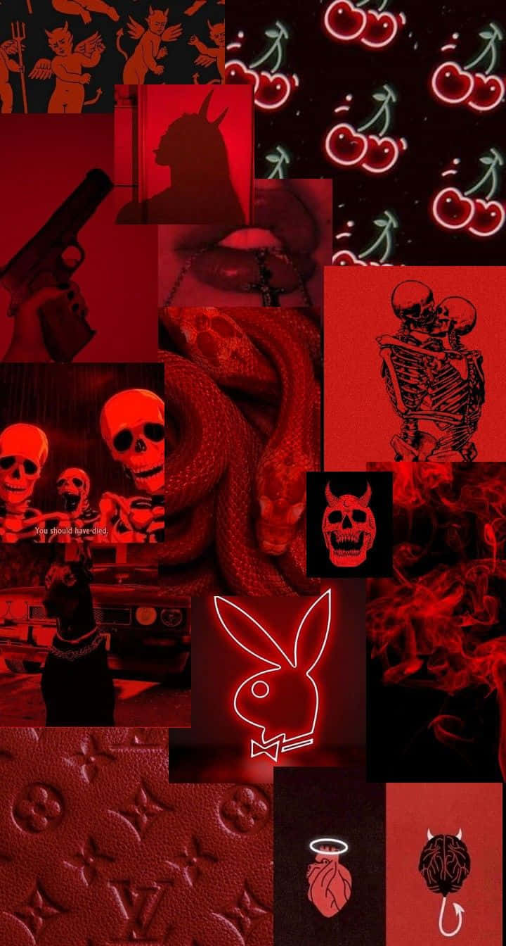 dark red, skulls, cherries, HD Phone Wallpaper