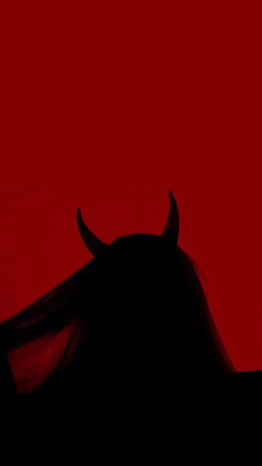 silhouette, woman with horns, red background, HD Phone Wallpaper