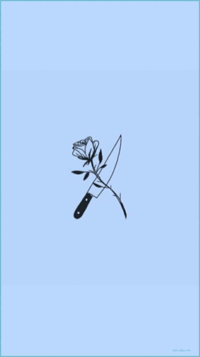 Blue Baddie, rose, knife, SD Phone Wallpaper