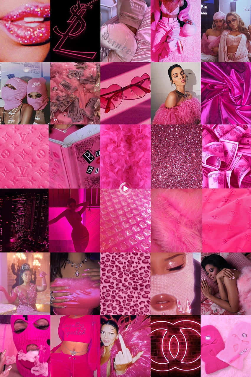 baddie Tumblr, pink collage, luxury brands, SD Phone Wallpaper