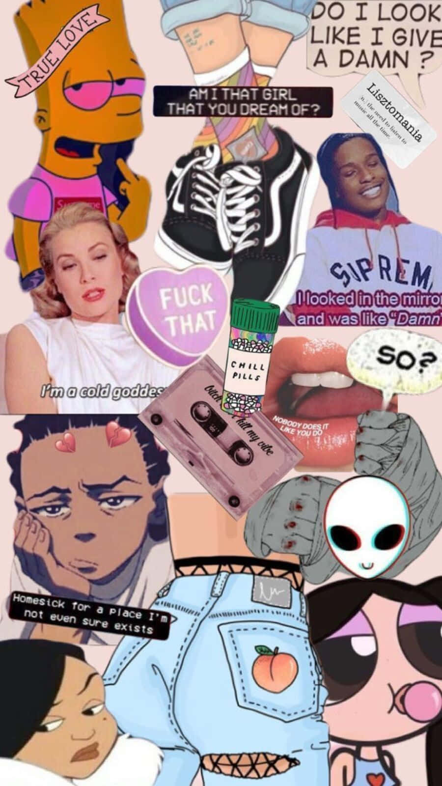 Baddie Vintage aesthetic, pastel background, pop culture icons, HD Phone Wallpaper