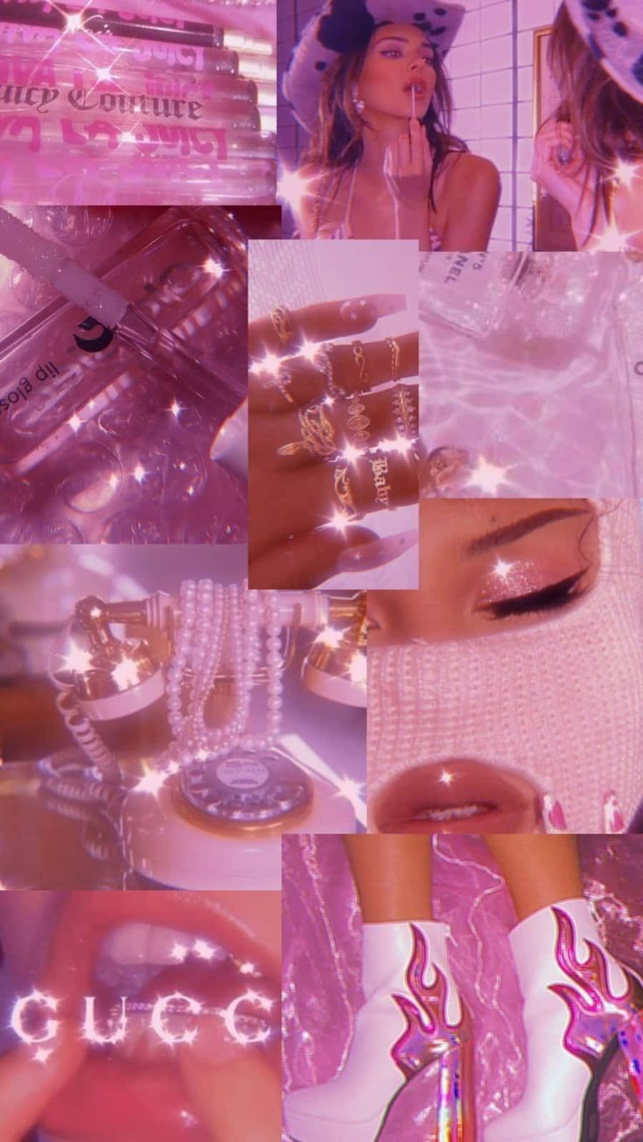Baddie Vintage Aesthetic, glittering pink, luxury beauty products, HD Phone Wallpaper