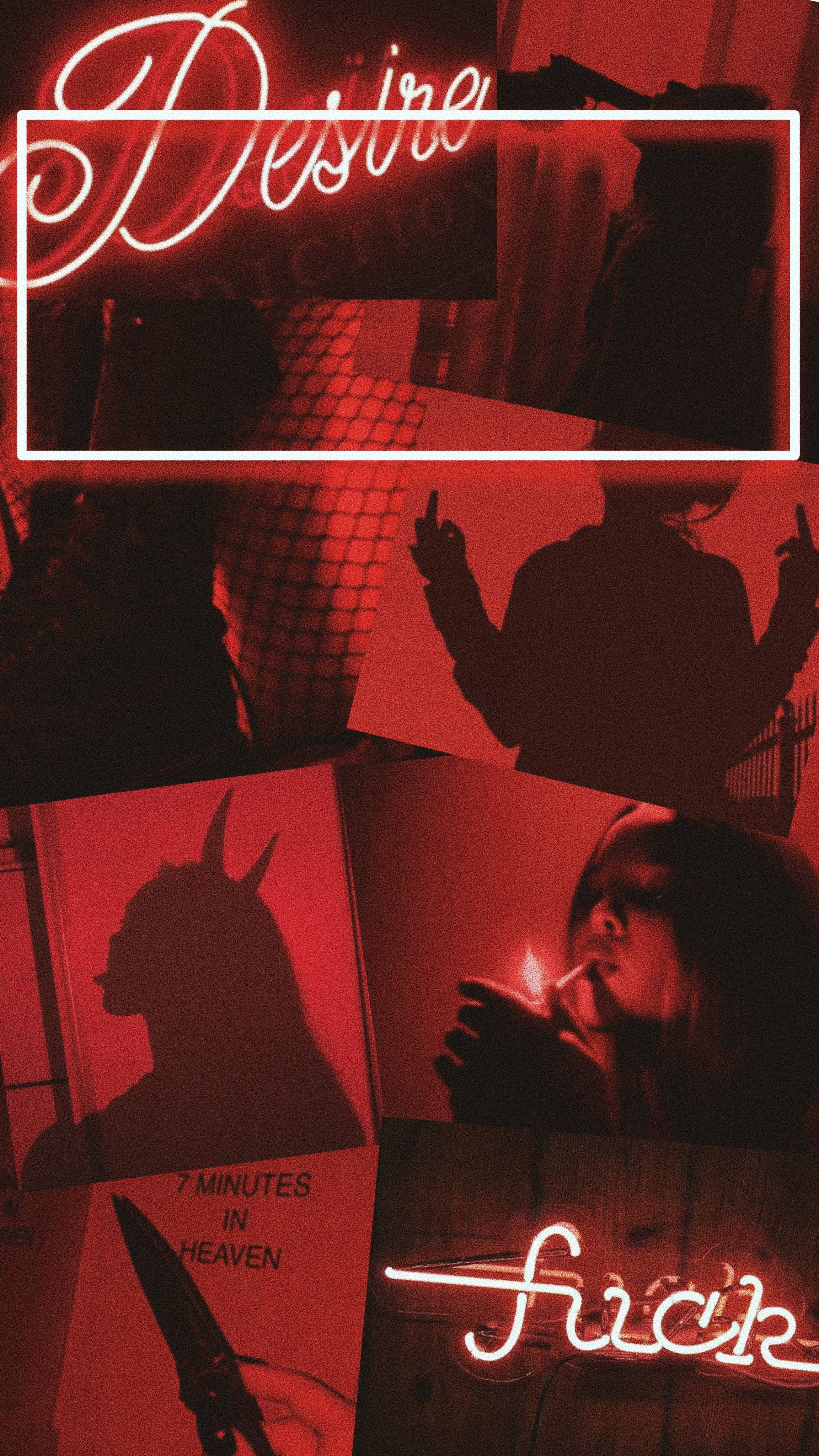 red-toned images, neon signs, silhouettes, 4K Phone Wallpaper