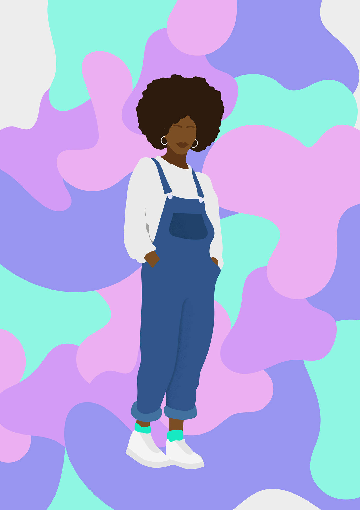 black girl baddie, overalls, afro, Full HD Phone Wallpaper