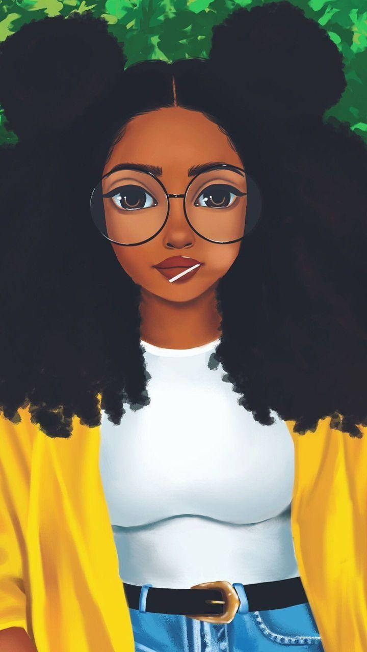 black girl baddie, yellow jacket, voluminous black afro hair, HD Phone Wallpaper