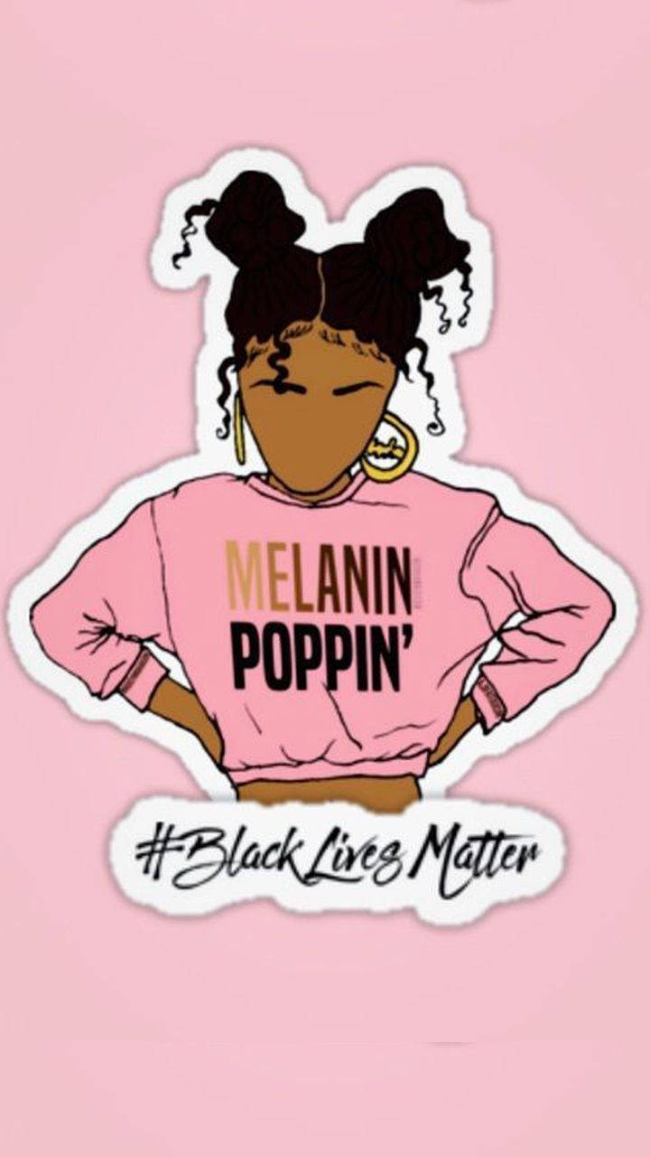 Melanin Poppin' sweatshirt, twin buns, pink background, HD Phone Wallpaper