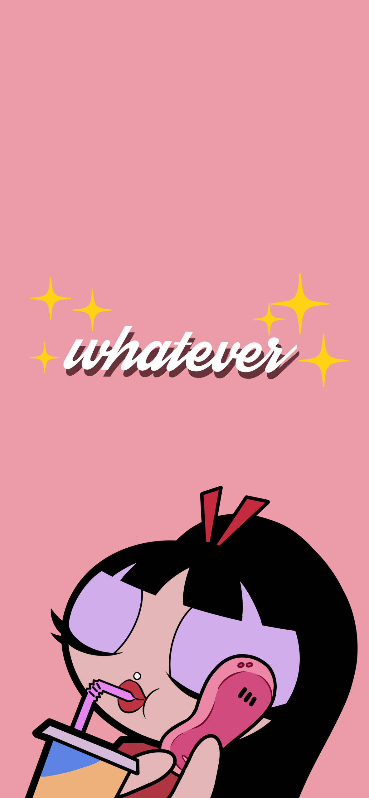 Baddie, cartoon girl, black hair, 2K Phone Wallpaper